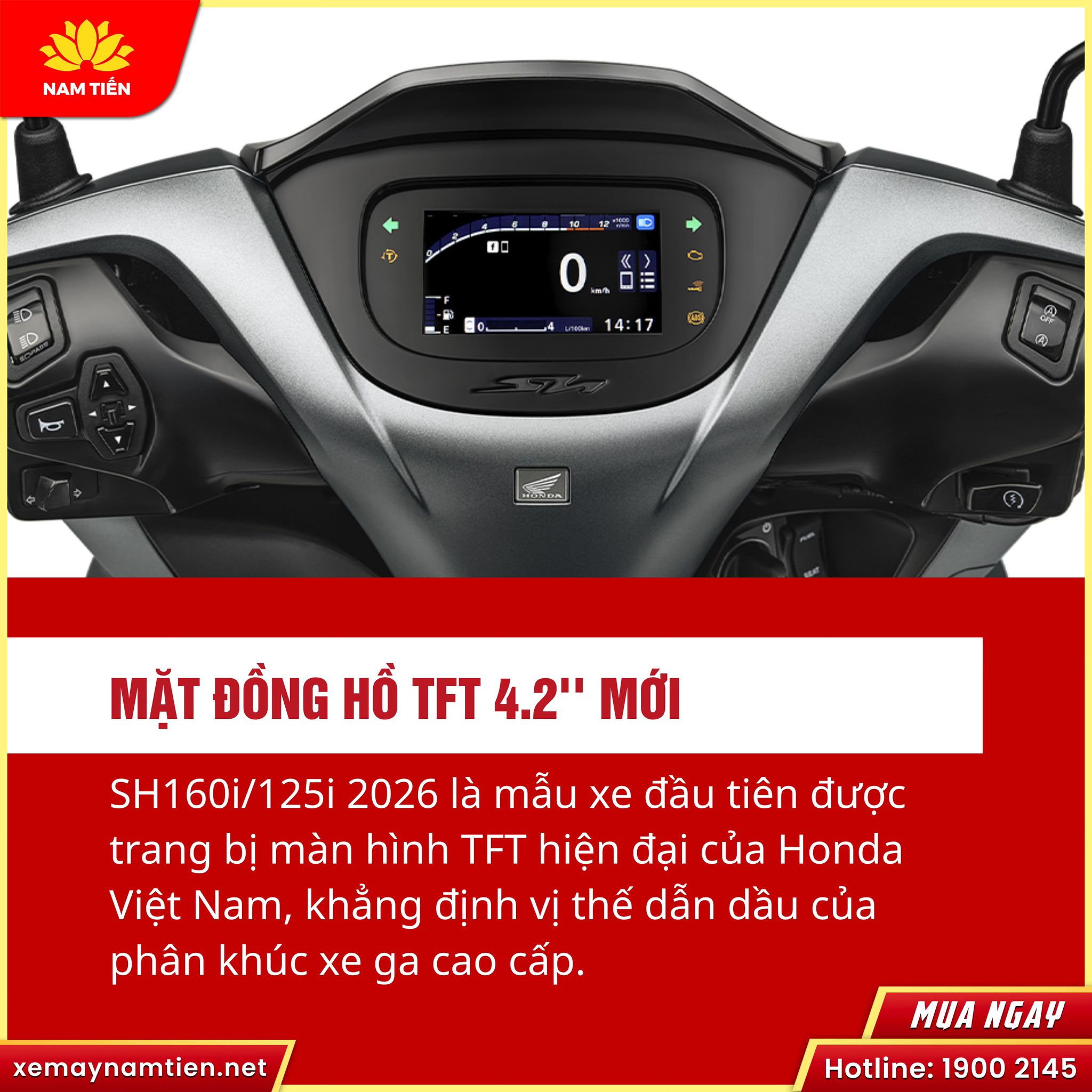 Honda SH160i 2026 | Màn Hình Màu TFT 4.2 Inch