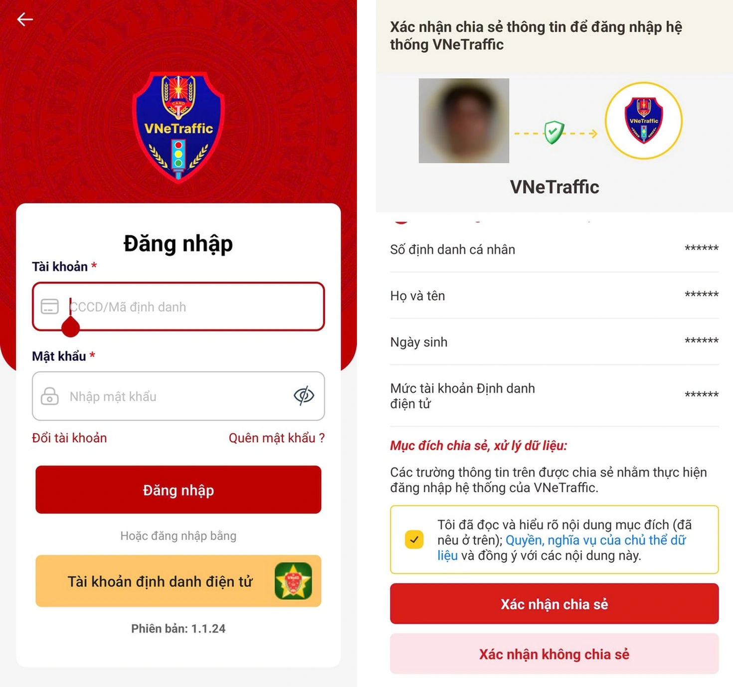 Tải và đăng nhập ứng dụng VNeTraffic bằng VNeID