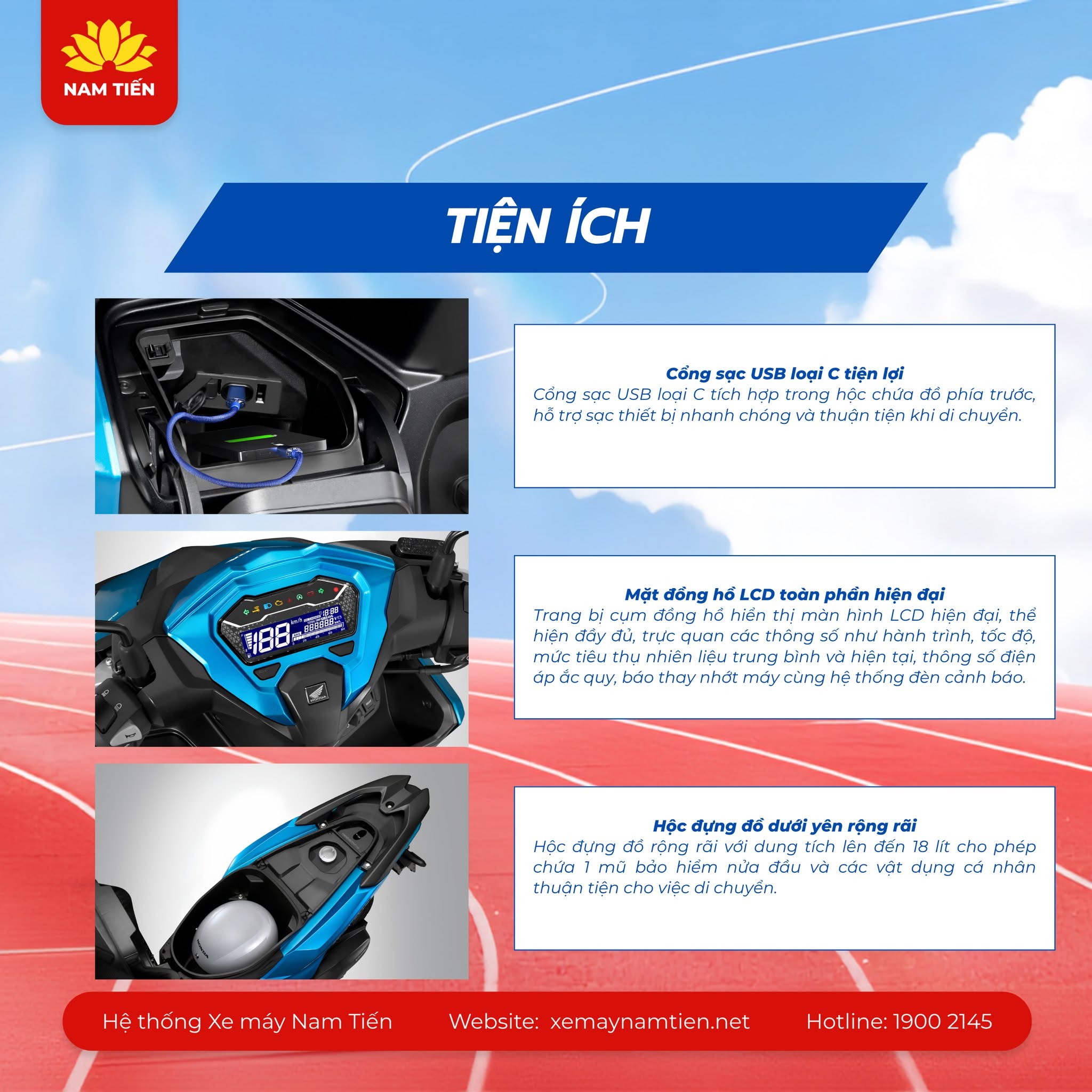 Cốp, bình xăng và những tiện ích đáng chú ý